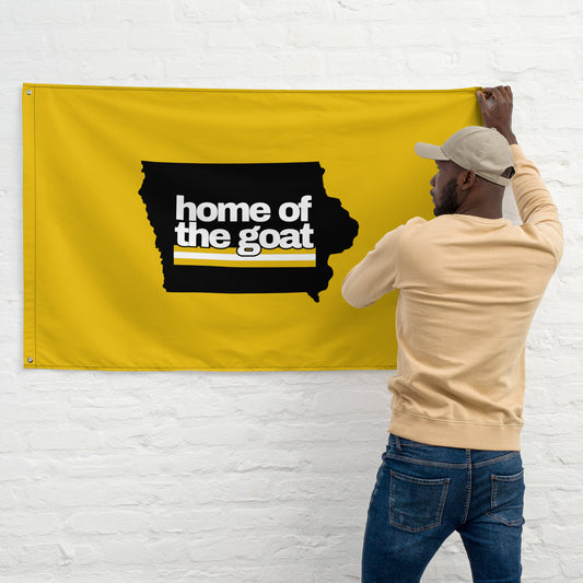 "Home of the GOAT" Flag in Gold